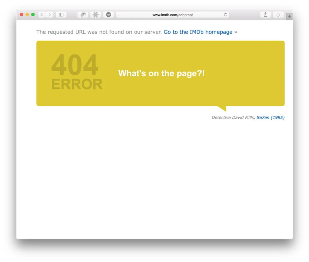 404 hos IMDB ger filmcitat