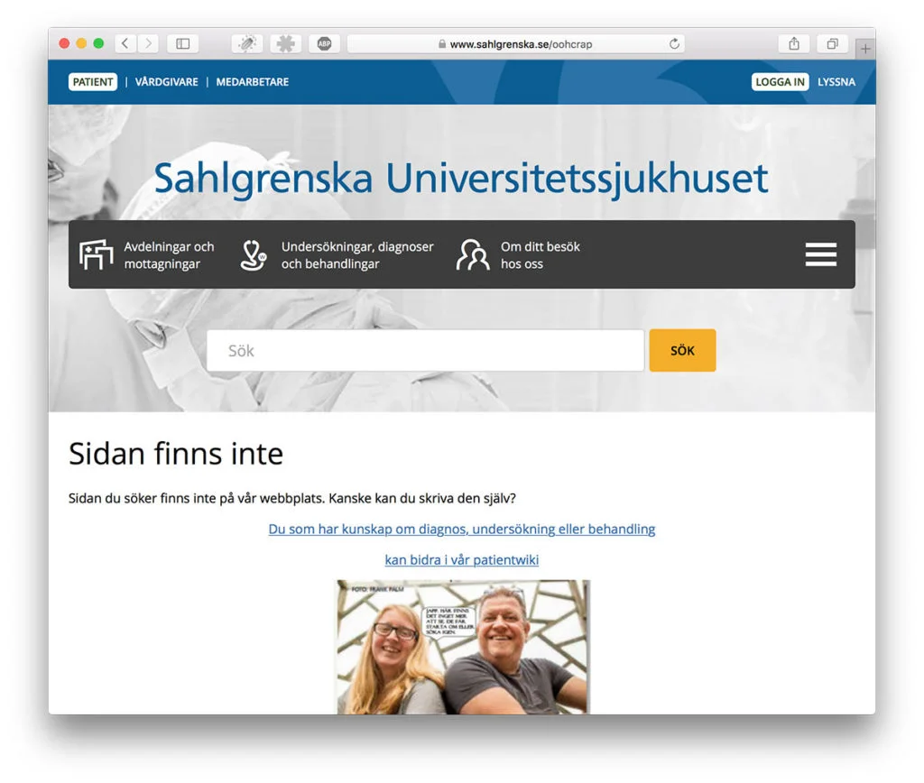404 hos Sahlgrenska Universitetssjukhuset