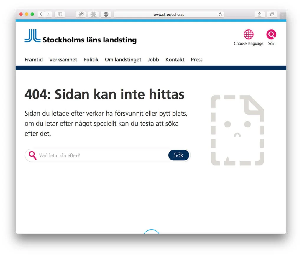 404 hos SLL - Stockholms Läns Landsting