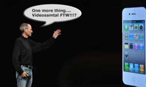 Steve Jobs kör sin keynote och presenterar...wait for it...videosamtal