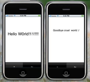 Min Iphone-app som säger hello world